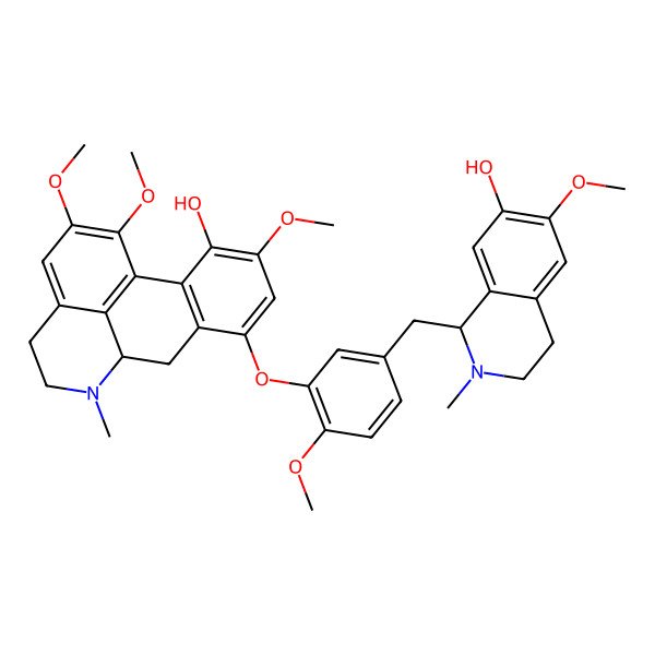 2D Structure of (6aS)-8-[5-[[(1S)-7-hydroxy-6-methoxy-2-methyl-3,4-dihydro-1H-isoquinolin-1-yl]methyl]-2-methoxyphenoxy]-1,2,10-trimethoxy-6-methyl-5,6,6a,7-tetrahydro-4H-dibenzo[de,g]quinolin-11-ol