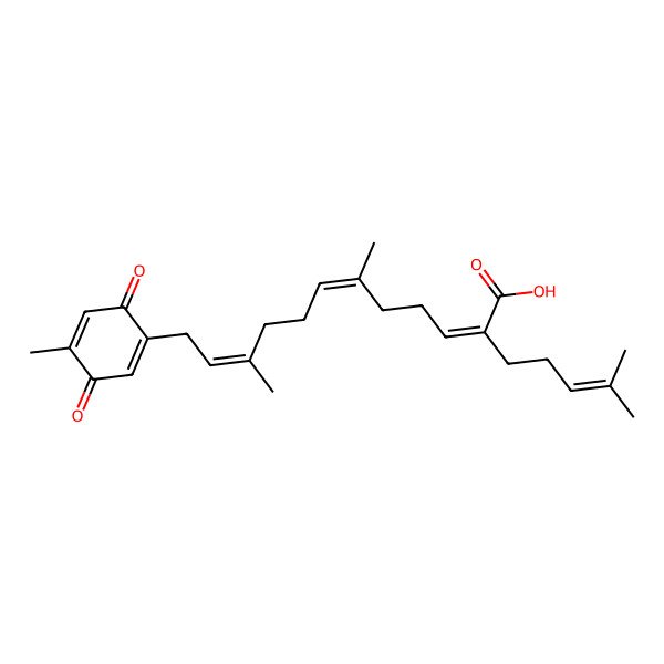 2D Structure of (2Z,6E,10E)-6,10-dimethyl-12-(4-methyl-3,6-dioxocyclohexa-1,4-dien-1-yl)-2-(4-methylpent-3-enyl)dodeca-2,6,10-trienoic acid
