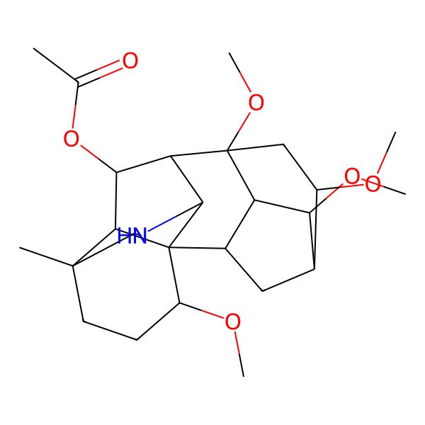 2D Structure of [(1S,2R,3R,4S,5R,6S,8R,9R,10R,13R,16S,17R,18R)-4,6,8,16-tetramethoxy-13-methyl-11-azahexacyclo[7.7.2.12,5.01,10.03,8.013,17]nonadecan-18-yl] acetate