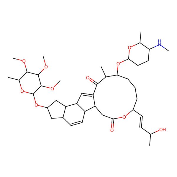 2D Structure of 19-(3-Hydroxybut-1-enyl)-14-methyl-15-[6-methyl-5-(methylamino)oxan-2-yl]oxy-7-(3,4,5-trimethoxy-6-methyloxan-2-yl)oxy-20-oxatetracyclo[10.10.0.02,10.05,9]docosa-3,11-diene-13,21-dione