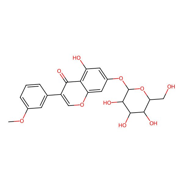 2D Structure of 5-hydroxy-3-(3-methoxyphenyl)-7-[(2R,3R,4S,5S,6R)-3,4,5-trihydroxy-6-(hydroxymethyl)oxan-2-yl]oxychromen-4-one