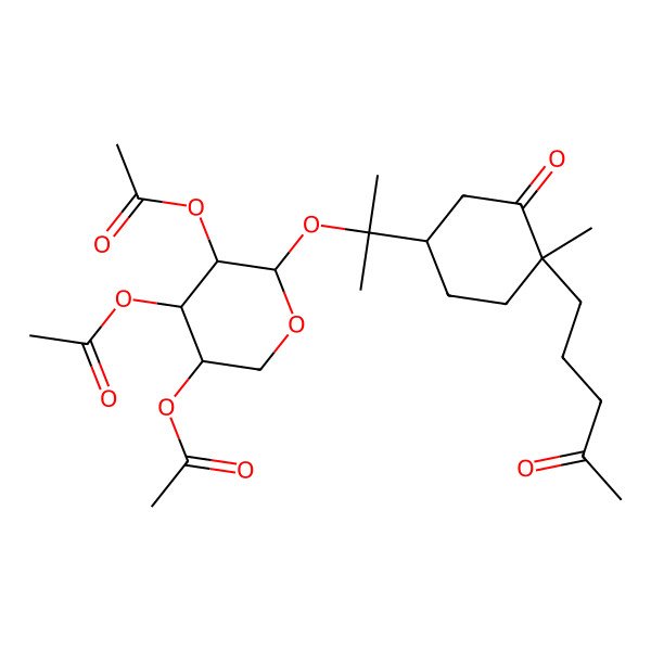 2D Structure of [(3R,4S,5R,6S)-4,5-diacetyloxy-6-[2-[(1R,4R)-4-methyl-3-oxo-4-(4-oxopentyl)cyclohexyl]propan-2-yloxy]oxan-3-yl] acetate