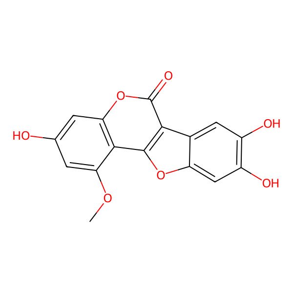2D Structure of 3,8,9-Trihydroxy-1-methoxy-[1]benzofuro[3,2-c]chromen-6-one