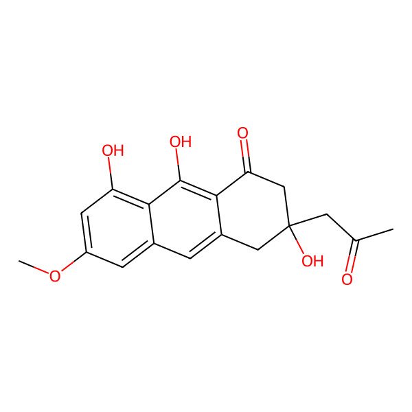 2D Structure of 3,8,9-Trihydroxy-6-methoxy-3-(2-oxopropyl)-2,4-dihydroanthracen-1-one