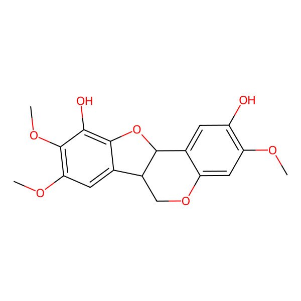2D Structure of 3,8,9-trimethoxy-6a,11a-dihydro-6H-[1]benzofuro[3,2-c]chromene-2,10-diol