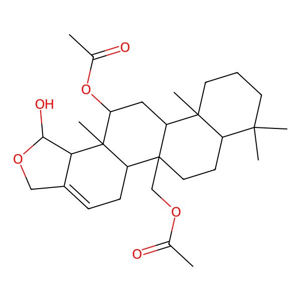2D Structure of (13-Acetyloxy-1-hydroxy-8,8,11a,13a-tetramethyl-1,3,5,5a,6,7,7a,9,10,11,11b,12,13,13b-tetradecahydrophenanthro[2,1-e][2]benzofuran-5b-yl)methyl acetate