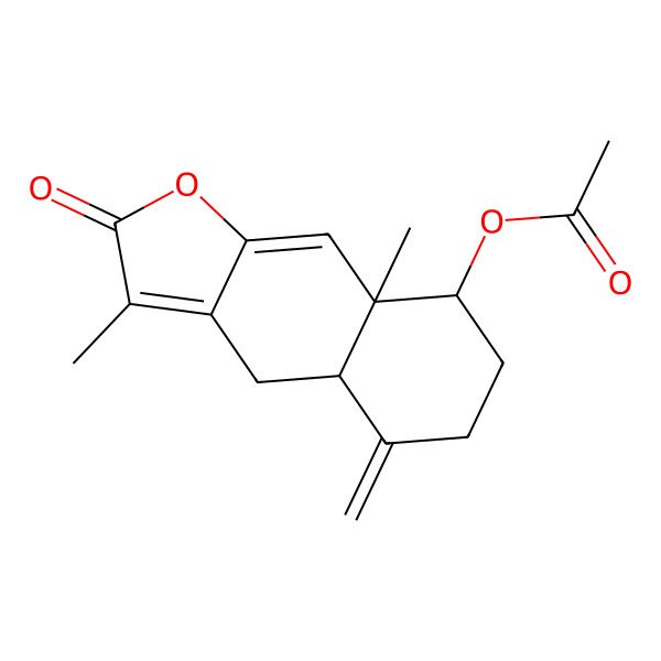 2D Structure of (3,8a-dimethyl-5-methylidene-2-oxo-4a,6,7,8-tetrahydro-4H-benzo[f][1]benzofuran-8-yl) acetate