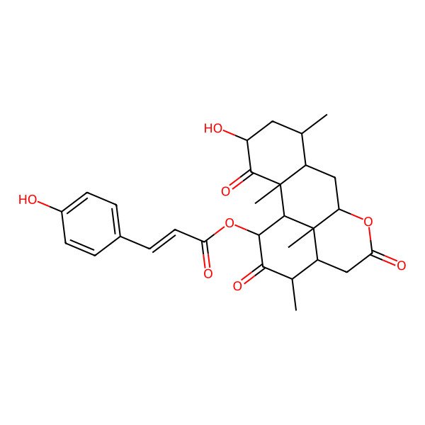 2D Structure of [(1S,2S,4S,6R,7S,9R,13S,14R,16S,17S)-4-hydroxy-2,6,14,17-tetramethyl-3,11,15-trioxo-10-oxatetracyclo[7.7.1.02,7.013,17]heptadecan-16-yl] (E)-3-(4-hydroxyphenyl)prop-2-enoate