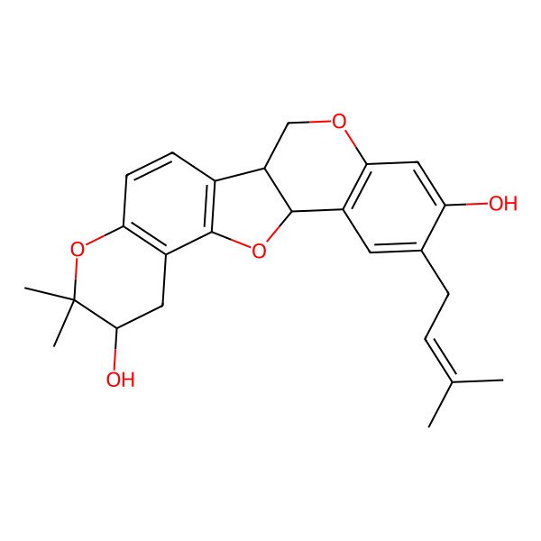 2D Structure of 17,17-Dimethyl-8-(3-methylbut-2-enyl)-4,12,18-trioxapentacyclo[11.8.0.02,11.05,10.014,19]henicosa-1(13),5(10),6,8,14(19),20-hexaene-7,16-diol