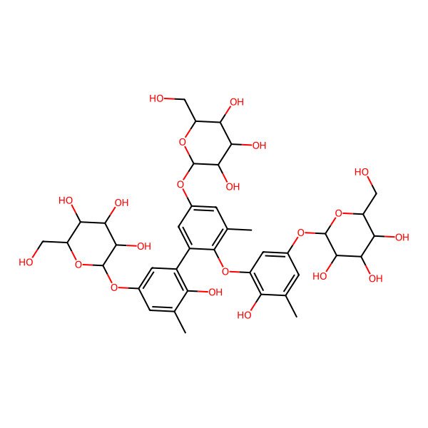 2D Structure of 2-[4-Hydroxy-3-[2-[2-hydroxy-3-methyl-5-[3,4,5-trihydroxy-6-(hydroxymethyl)oxan-2-yl]oxyphenoxy]-3-methyl-5-[3,4,5-trihydroxy-6-(hydroxymethyl)oxan-2-yl]oxyphenyl]-5-methylphenoxy]-6-(hydroxymethyl)oxane-3,4,5-triol