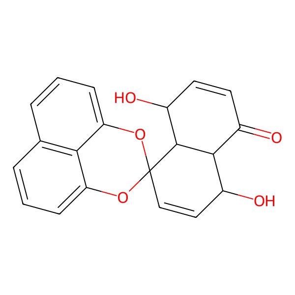 2D Structure of (4'S,4'aS,8'R,8'aR)-4',8'-dihydroxyspiro[2,4-dioxatricyclo[7.3.1.05,13]trideca-1(12),5,7,9(13),10-pentaene-3,5'-4,4a,8,8a-tetrahydronaphthalene]-1'-one