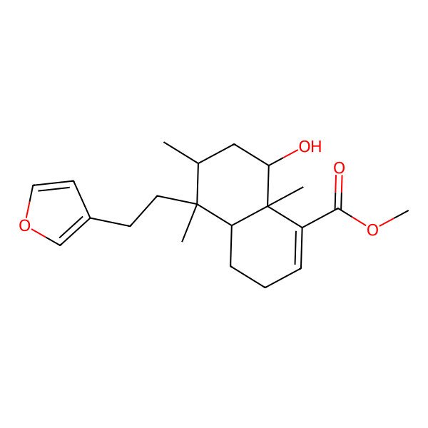 2D Structure of Methyl 5-[2-(furan-3-yl)ethyl]-8-hydroxy-5,6,8a-trimethyl-3,4,4a,6,7,8-hexahydronaphthalene-1-carboxylate