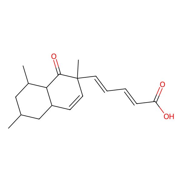 2D Structure of (2E,4Z)-5-[(2S,4aR,6S,8S,8aS)-2,6,8-trimethyl-1-oxo-4a,5,6,7,8,8a-hexahydronaphthalen-2-yl]penta-2,4-dienoic acid