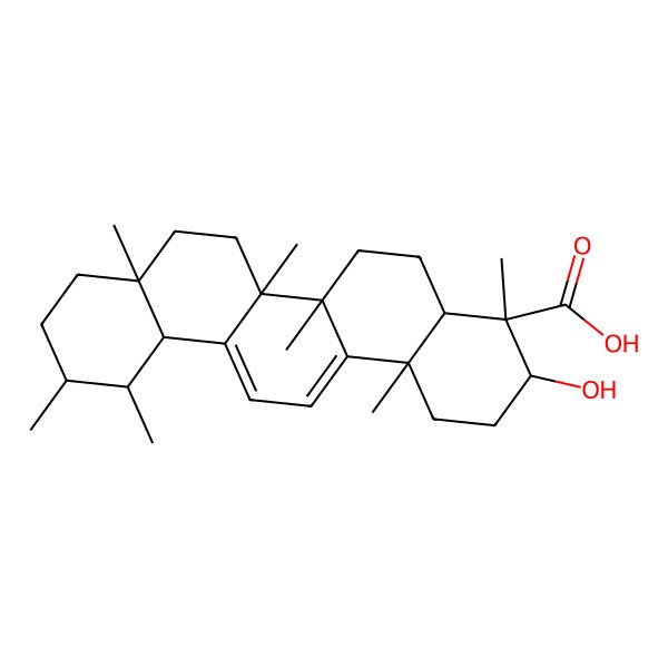 2D Structure of 3-hydroxy-4,6a,6b,8a,11,12,14b-heptamethyl-2,3,4a,5,6,7,8,9,10,11,12,12a-dodecahydro-1H-picene-4-carboxylic acid