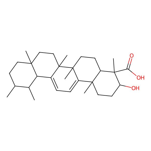 2D Structure of 3-hydroxy-4,6a,6b,8a,11,12,14b-heptamethyl-2,3,4a,5,6,7,8,9,10,11,12,12a-dodecahydro-1H-picene-4-carboxylic acid 2D Structure of 3-hydroxy-4,6a,6b,8a,11,12,14b-heptamethyl-2,3,4a,5,6,7,8,9,10,11,12,12a-dodecahydro-1H-picene-4-carboxylic acid