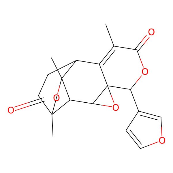 2D Structure of (3S,5R,6R,11R,14S)-6-(furan-3-yl)-1,9,14-trimethyl-4,7,16-trioxapentacyclo[9.5.0.02,14.03,5.05,10]hexadec-9-ene-8,15-dione