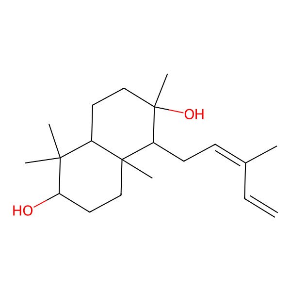 2D Structure of (1S,2S,4aS,6S,8aR)-2,5,5,8a-tetramethyl-1-[(2E)-3-methylpenta-2,4-dienyl]-3,4,4a,6,7,8-hexahydro-1H-naphthalene-2,6-diol