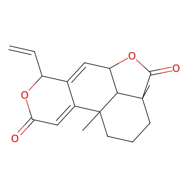 2D Structure of (1S,6R,9R,12S,16R)-6-ethenyl-1,12-dimethyl-5,10-dioxatetracyclo[7.6.1.02,7.012,16]hexadeca-2,7-diene-4,11-dione