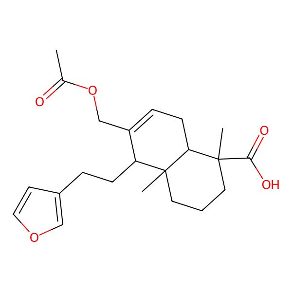 2D Structure of 6-(Acetyloxymethyl)-5-[2-(furan-3-yl)ethyl]-1,4a-dimethyl-2,3,4,5,8,8a-hexahydronaphthalene-1-carboxylic acid