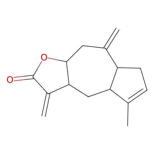 2D Structure of Azuleno(6,5-b)furan-2(3H)-one, 3a,4,4a,7,7a,8,9,9a-octahydro-5-methyl-3,8-bis(methylene)-, (3aR,4aR,7aR,9aS)-