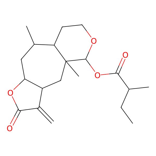 2D Structure of [(1S,3R,7S,9R,10S,14S)-1,9-dimethyl-4-methylidene-5-oxo-6,13-dioxatricyclo[8.4.0.03,7]tetradecan-14-yl] (2R)-2-methylbutanoate