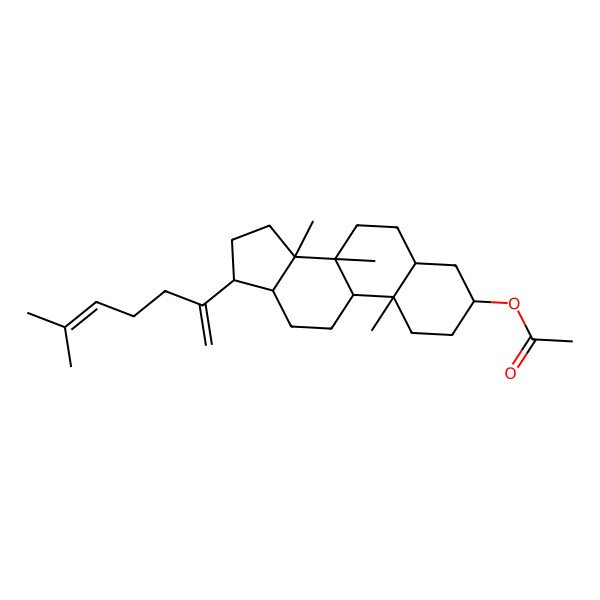2D Structure of [(3S,5S,8R,9R,10S,13R,14R,17S)-8,10,14-trimethyl-17-(6-methylhepta-1,5-dien-2-yl)-1,2,3,4,5,6,7,9,11,12,13,15,16,17-tetradecahydrocyclopenta[a]phenanthren-3-yl] acetate