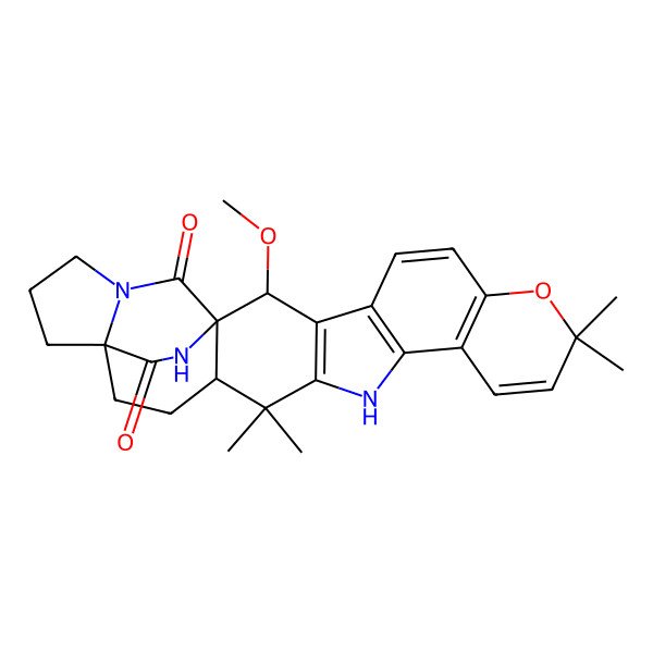 2D Structure of 2-Methoxy-9,9,16,16-tetramethyl-8-oxa-14,24,26-triazaheptacyclo[18.5.2.01,17.03,15.04,13.07,12.020,24]heptacosa-3(15),4(13),5,7(12),10-pentaene-25,27-dione