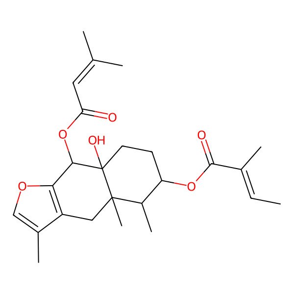 2D Structure of [(4aR,5R,6S,8aR,9R)-8a-hydroxy-3,4a,5-trimethyl-9-(3-methylbut-2-enoyloxy)-4,5,6,7,8,9-hexahydrobenzo[f][1]benzofuran-6-yl] (Z)-2-methylbut-2-enoate