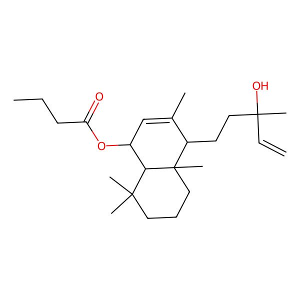 2D Structure of [(1S,4S,4aR,8aS)-4-[(3R)-3-hydroxy-3-methylpent-4-enyl]-3,4a,8,8-tetramethyl-1,4,5,6,7,8a-hexahydronaphthalen-1-yl] butanoate