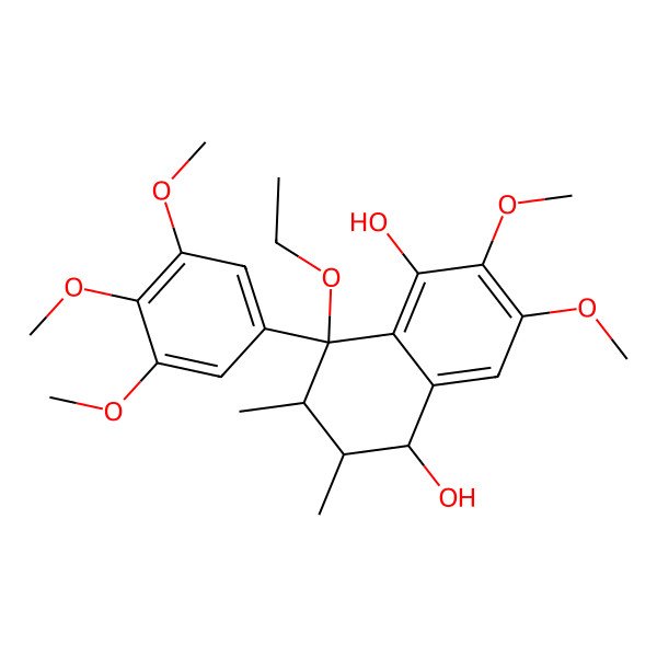 2D Structure of (1S,2S,3R,4S)-4-ethoxy-6,7-dimethoxy-2,3-dimethyl-4-(3,4,5-trimethoxyphenyl)-2,3-dihydro-1H-naphthalene-1,5-diol