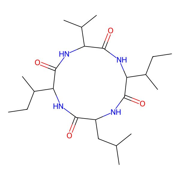 2D Structure of 3,9-Di(butan-2-yl)-6-(2-methylpropyl)-12-propan-2-yl-1,4,7,10-tetrazacyclododecane-2,5,8,11-tetrone