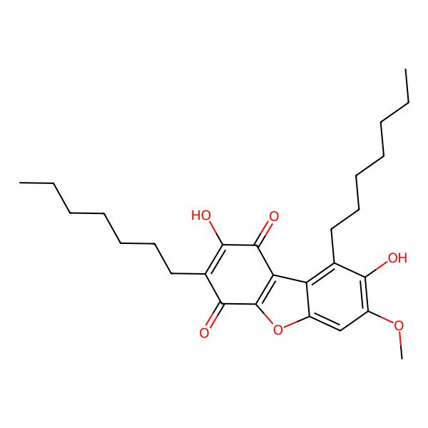 2D Structure of 3,9-Diheptyl-2,8-dihydroxy-7-methoxydibenzofuran-1,4-dione
