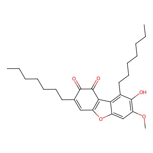 2D Structure of 3,9-Diheptyl-8-hydroxy-7-methoxydibenzofuran-1,2-dione