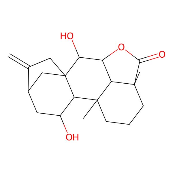 2D Structure of 3,9-Dihydroxy-1,13-dimethyl-6-methylidene-11-oxapentacyclo[8.6.1.15,8.02,8.013,17]octadecan-12-one