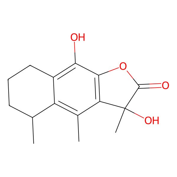2D Structure of 3,9-Dihydroxy-3,4,5-trimethyl-5,6,7,8-tetrahydrobenzo[f][1]benzofuran-2-one