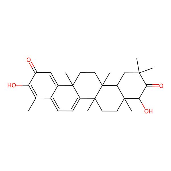 2D Structure of 3,9-dihydroxy-4,6a,6b,8a,11,11,14a-heptamethyl-8,9,12,12a,13,14-hexahydro-7H-picene-2,10-dione 2D Structure of 3,9-dihydroxy-4,6a,6b,8a,11,11,14a-heptamethyl-8,9,12,12a,13,14-hexahydro-7H-picene-2,10-dione
