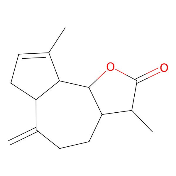 2D Structure of 3,9-Dimethyl-6-methylidene-3,3a,4,5,6a,7,9a,9b-octahydroazuleno[4,5-b]furan-2-one
