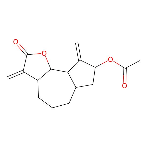 2D Structure of (3,9-dimethylidene-2-oxo-4,5,6,6a,7,8,9a,9b-octahydro-3aH-azuleno[4,5-b]furan-8-yl) acetate