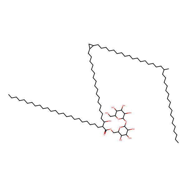 2D Structure of [(2R,3S,4S,5R,6R)-3,4,5-trihydroxy-6-[(2R,3R,4S,5S,6R)-3,4,5-trihydroxy-6-(hydroxymethyl)oxan-2-yl]oxyoxan-2-yl]methyl 2-[1-hydroxy-18-[2-(18-methylhexatriacontyl)cyclopropyl]octadecyl]hexacosanoate