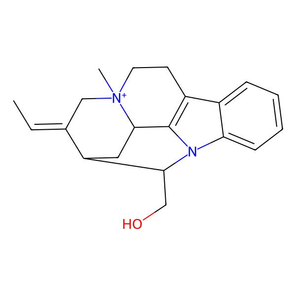2D Structure of [(11R,13Z,14R,16R,18S)-13-ethylidene-11-methyl-1-aza-11-azoniapentacyclo[12.3.1.02,7.08,17.011,16]octadeca-2,4,6,8(17)-tetraen-18-yl]methanol