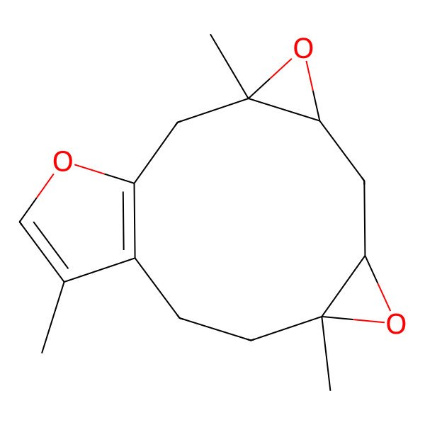 2D Structure of 3,9,13-Trimethyl-4,8,15-trioxatetracyclo[10.3.0.03,5.07,9]pentadeca-1(12),13-diene