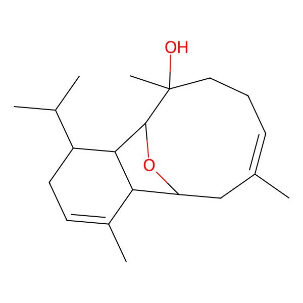 2D Structure of 3,9,13-Trimethyl-6-propan-2-yl-15-oxatricyclo[6.6.1.02,7]pentadeca-3,12-dien-9-ol