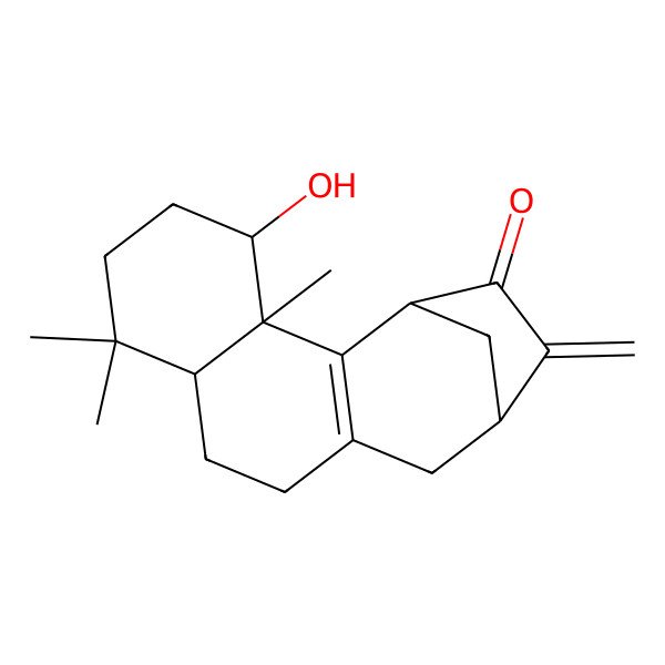 2D Structure of (3R,4S,8R,13R)-4-hydroxy-3,7,7-trimethyl-14-methylidenetetracyclo[11.2.1.02,11.03,8]hexadec-2(11)-en-15-one