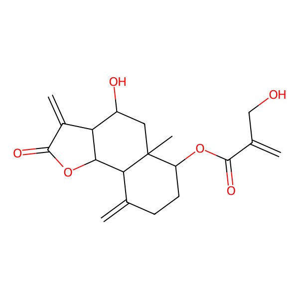2D Structure of [(3aR,4S,5aR,6S,9aS,9bR)-4-hydroxy-5a-methyl-3,9-dimethylidene-2-oxo-3a,4,5,6,7,8,9a,9b-octahydrobenzo[g][1]benzofuran-6-yl] 2-(hydroxymethyl)prop-2-enoate