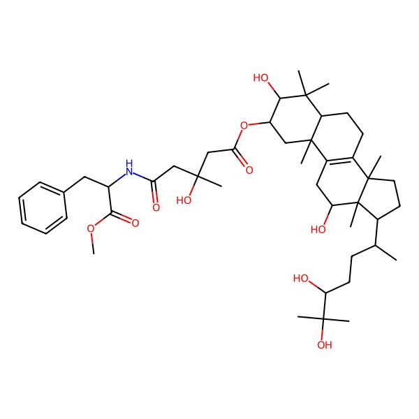 2D Structure of [17-(5,6-dihydroxy-6-methylheptan-2-yl)-3,12-dihydroxy-4,4,10,13,14-pentamethyl-2,3,5,6,7,11,12,15,16,17-decahydro-1H-cyclopenta[a]phenanthren-2-yl] 3-hydroxy-5-[(1-methoxy-1-oxo-3-phenylpropan-2-yl)amino]-3-methyl-5-oxopentanoate