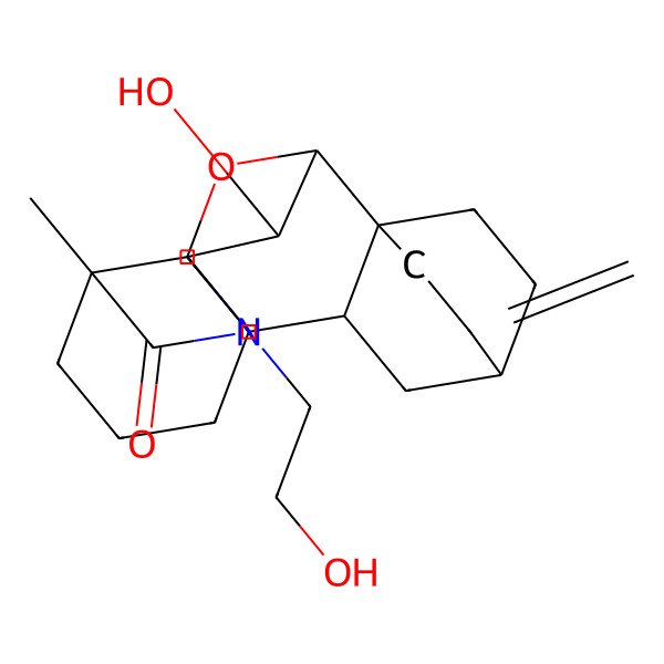 2D Structure of (1R,5R,8R,10S,11R,14S,16S,17S,18R)-18-hydroxy-7-(2-hydroxyethyl)-5-methyl-13-methylidene-9-oxa-7-azahexacyclo[8.6.2.211,14.01,8.05,17.011,16]icosan-6-one
