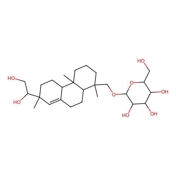 2D Structure of (2R,3R,4S,5S,6R)-2-[[(1R,4aS,4bR,7S,10aS)-7-[(1R)-1,2-dihydroxyethyl]-1,4a,7-trimethyl-3,4,4b,5,6,9,10,10a-octahydro-2H-phenanthren-1-yl]methoxy]-6-(hydroxymethyl)oxane-3,4,5-triol