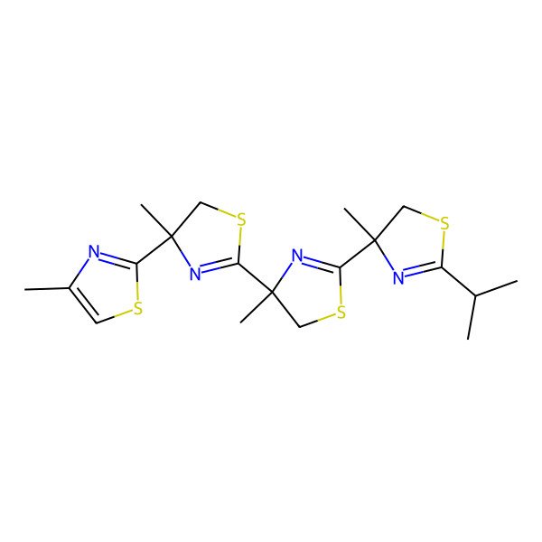 2D Structure of 4-methyl-2-[(4S)-4-methyl-2-[(4R)-4-methyl-2-[(4R)-4-methyl-2-propan-2-yl-5H-1,3-thiazol-4-yl]-5H-1,3-thiazol-4-yl]-5H-1,3-thiazol-4-yl]-1,3-thiazole