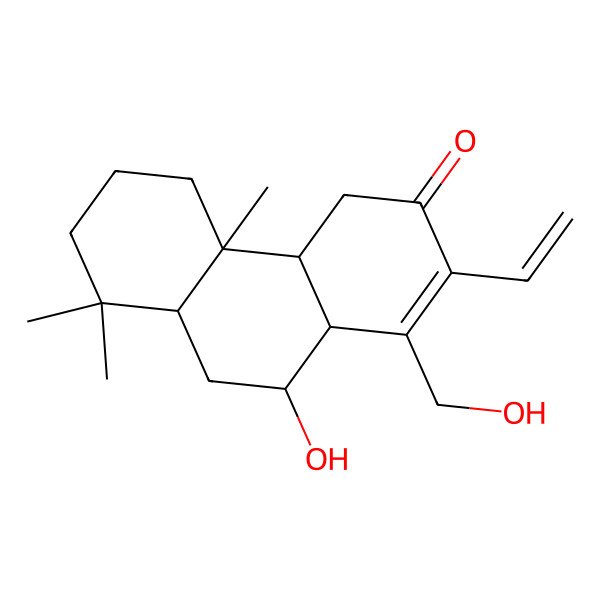 2D Structure of (4aS,4bR,8aS,10S,10aR)-2-ethenyl-10-hydroxy-1-(hydroxymethyl)-4b,8,8-trimethyl-4a,5,6,7,8a,9,10,10a-octahydro-4H-phenanthren-3-one