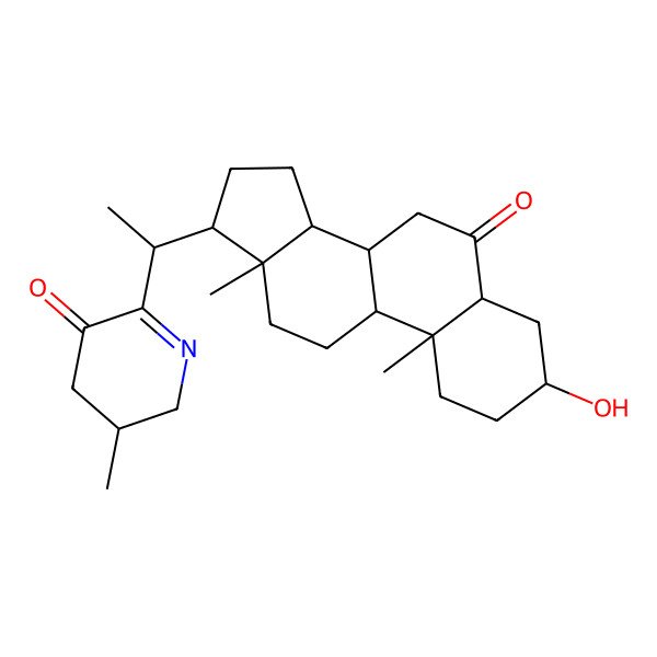 2D Structure of 6-[1-(3-hydroxy-10,13-dimethyl-6-oxo-1,2,3,4,5,7,8,9,11,12,14,15,16,17-tetradecahydrocyclopenta[a]phenanthren-17-yl)ethyl]-3-methyl-3,4-dihydro-2H-pyridin-5-one